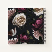 Chic Dark Floral op zwart | Gepersonaliseerd Notitieboek (Achterkant)