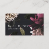 Chic Dark Floral op zwart Visitekaartje (Voorkant)