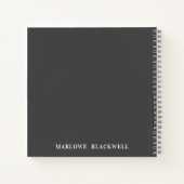 Chic Dark Gray White Monogram Calligrafie Notitieboek (Achterkant)