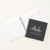 Chic Dark Gray White Monogram Calligrafie Notitieboek (Binnen)