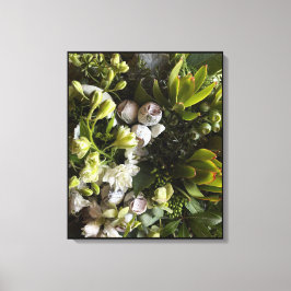 Chic Dark Green Botanical Leaves Canvas Afdruk