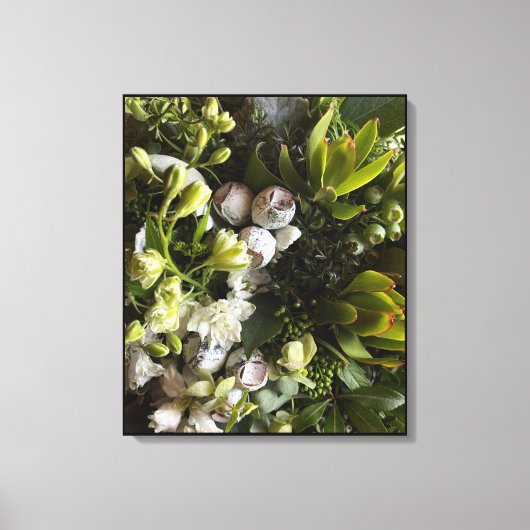 Chic Dark Green Botanical Leaves Canvas Afdruk (Voorkant)