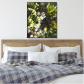 Chic Dark Green Botanical Leaves Canvas Afdruk (Insitu (Slaapkamer))