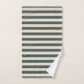 Chic Dark Green Off-White Striped patroon Bad Handdoek (Handdoek)