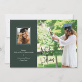 Chic Dark Green Signature Afstuderen Notice Kaart (Voorkant)