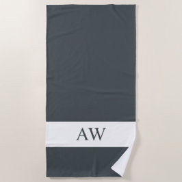 Chic Dark Grey White Monogrammed Strandlaken
