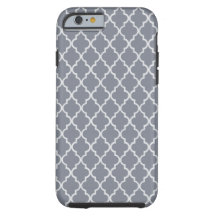 Chic Dark Grey & White Moroccan Quatrefoil Pattern