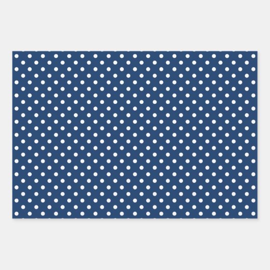 Chic Dark Light Blue White poka Dots Pattern Inpakpapier Vel (Voorkant 3)