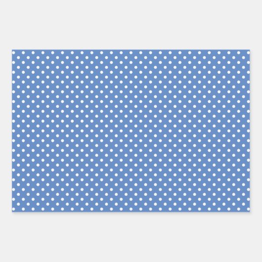 Chic Dark Light Blue White poka Dots Pattern Inpakpapier Vel (Voorkant 2)