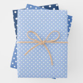 Chic Dark Light Blue White poka Dots Pattern Inpakpapier Vel (In situ)