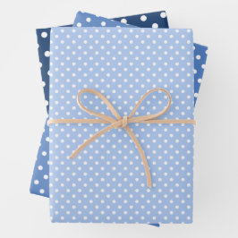 Chic Dark Light Blue White poka Dots Pattern Inpakpapier Vel