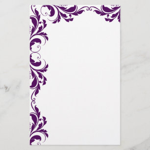 Chic Dark Paarse Damask Plain Stationery Briefpapier