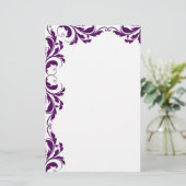Chic Dark Paarse Damask Plain Stationery Briefpapier (Staand voorkant)