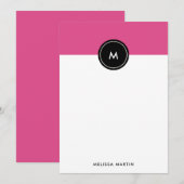 Chic Dark Pink and Black Stationery Note Kaart (Voorkant / Achterkant)