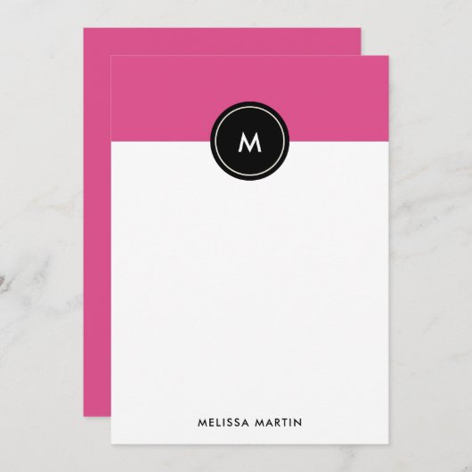 Chic Dark Pink and Black Stationery Note Kaart (Voorkant / Achterkant)