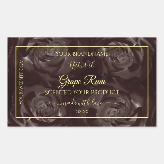 Chic Dark Red Brown Blooming Rozen Product Labels (Voorkant)