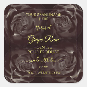 Chic Dark Red Brown Blooming Rozen Product Labels