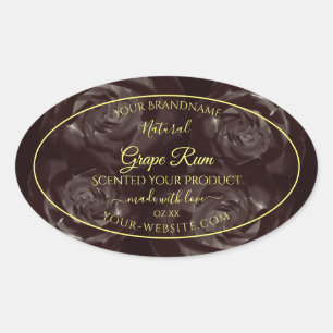 Chic Dark Red Brown Blooming Rozen Product Labels