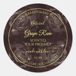 Chic Dark Red Brown Blooming Rozen Product Labels
