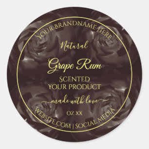 Chic Dark Red Brown Blooming Rozen Product Labels