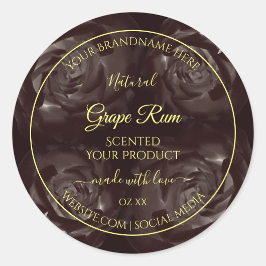 Chic Dark Red Brown Blooming Rozen Product Labels (Voorkant)
