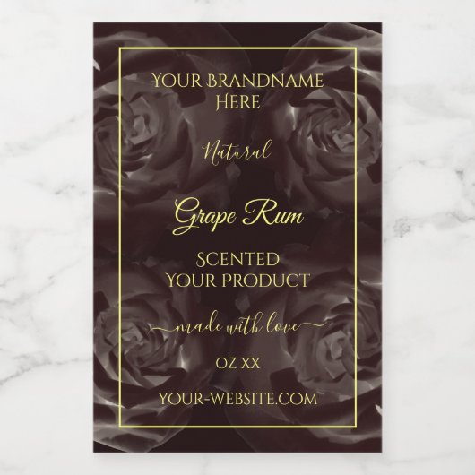 Chic Dark Red Brown Blooming Rozen Product Labels Voedselcontainer Etiket (Enkel label)