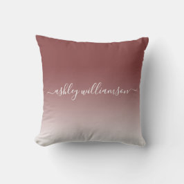 Chic Dark Red White Ombre Effect Monogram Naam Kussen