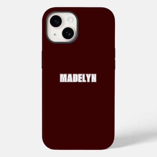 Chic Dark Red &White script Personalized Name Case-Mate iPhone Case (Achterkant)