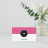 Chic Dark Roze en Zwart | Monogram Visitekaartje (Staand voorkant)