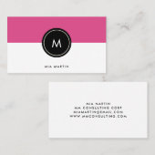 Chic Dark Roze en Zwart | Monogram Visitekaartje (Voorkant / Achterkant)