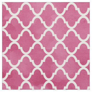 Chic Dark Roze Waterverf Style Quatrefoil Patroon Stof