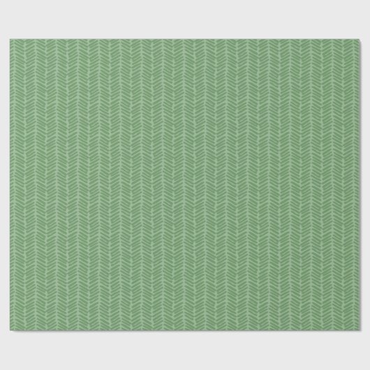 Chic Dark Sage Licht Bos Groen Gestreept Zigzag Cadeaupapier (Vlak)