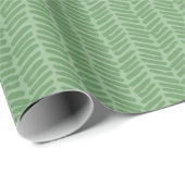 Chic Dark Sage Licht Bos Groen Gestreept Zigzag Cadeaupapier (Rol Hoek)