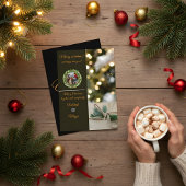 Chic Dark Snowflake Christmas Photo Card Kaart