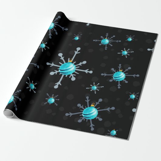 Chic Dark Snowflakes Gem-Ornamenten Verpakkingspap Cadeaupapier (Uitgerold)