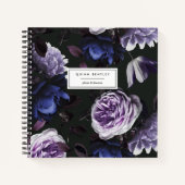 Chic Dark Violet Floral | Gepersonaliseerd Notitieboek (Voorkant)