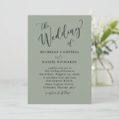 Chic De bruiloft van kalligrafie Sage Green Weddin Kaart (Staand voorkant)