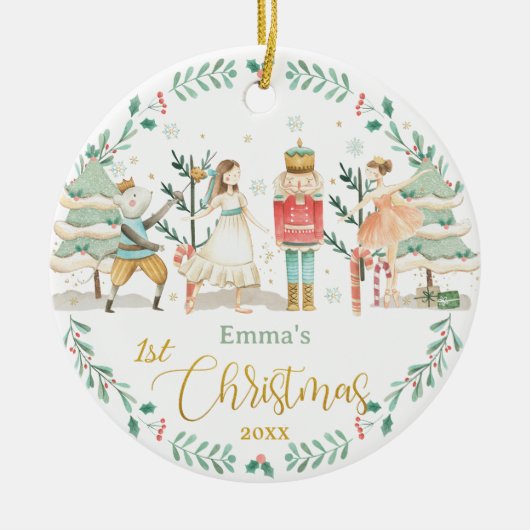 Chic De Notenkraker Ballet Baby 1e Kerstmis Keramisch Ornament (Voorkant)