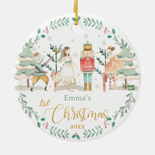 Chic De Notenkraker Ballet Baby 1e Kerstmis Keramisch Ornament (Achterkant)