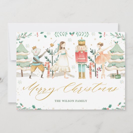 Chic De Notenkraker Ballet Vrolijk Kerstfeest Feestdagenkaart (Voorkant)