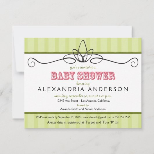 Chic Deco Aangepaste Baby shower Uitnodiging (limo (Voorkant)