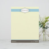 Chic Deco Baby Blue Gepersonaliseerd Letterhead Briefhoofd Sjabloon (Staand voorkant)