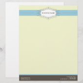 Chic Deco Baby Blue Gepersonaliseerd Letterhead Briefhoofd Sjabloon (Voorkant / Achterkant)