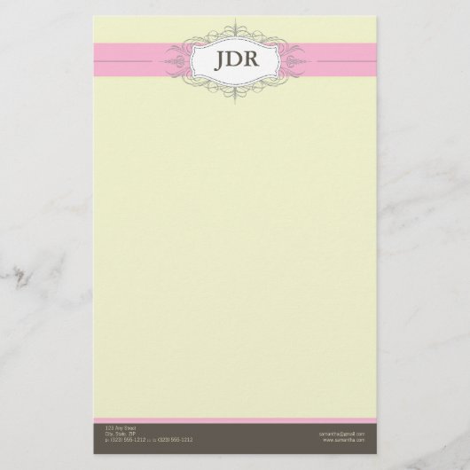Chic Deco Baby Roze Gepersonaliseerd briefpapier (Voorkant)