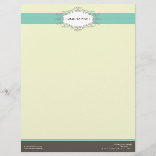 Chic Deco Blauwgroen Gepersonaliseerd briefterhead Briefhoofd (Voorkant)