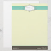 Chic Deco Blauwgroen Gepersonaliseerd briefterhead Briefhoofd (Voorkant / Achterkant)