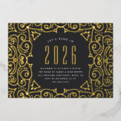 Chic Deco | Eve-partij nieuwjaar Folie Uitnodiging (Voorkant)