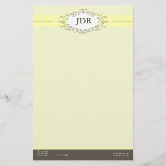 Chic Deco Geel Gepersonaliseerd briefpapier (Voorkant)