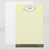 Chic Deco Geel Gepersonaliseerd briefpapier (Voorkant / Achterkant)