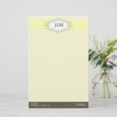 Chic Deco Geel Gepersonaliseerd briefpapier (Staand voorkant)